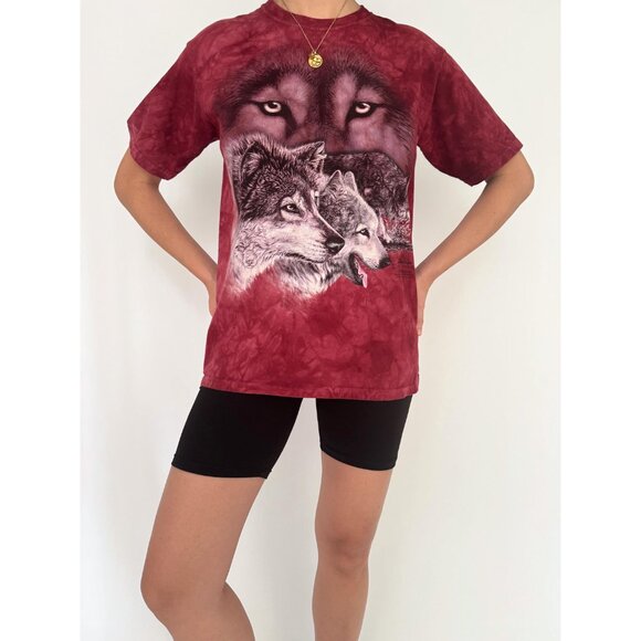 2000s The Mountain red wolf pack wolves nature faded graphic cotton tee shirt - Picture 3 of 10